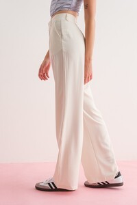 Diana Solid Wide-Leg Pants- Ivory