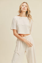 Load image into Gallery viewer, Cropped Top &amp; Wide Leg Pant Set- Cream no