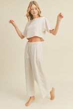Load image into Gallery viewer, Cropped Top &amp; Wide Leg Pant Set- Cream no