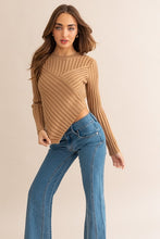 Load image into Gallery viewer, Asymmetrical Hem Sweater Top- Tan