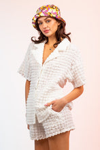 Load image into Gallery viewer, Puffy Short Sleeve Shirt &amp; Mini Shorts Set- White