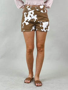 Cow Print Criss Cross Shorts