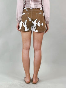 Cow Print Criss Cross Shorts