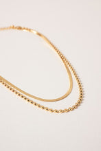 Load image into Gallery viewer, Layered Flat Chain &amp; Metal Beaded Necklace