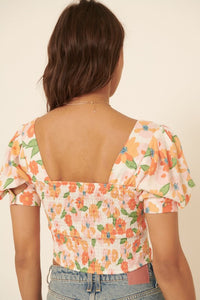 Floral Sweetheart Neck Top