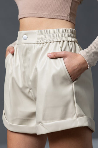 Alda Leather Cuffed Shorts
