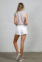 Load image into Gallery viewer, Crossover White Denim Shorts